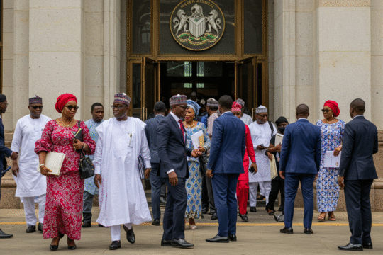 Nigerian National Assembly lawmakers entering the building in Abuja